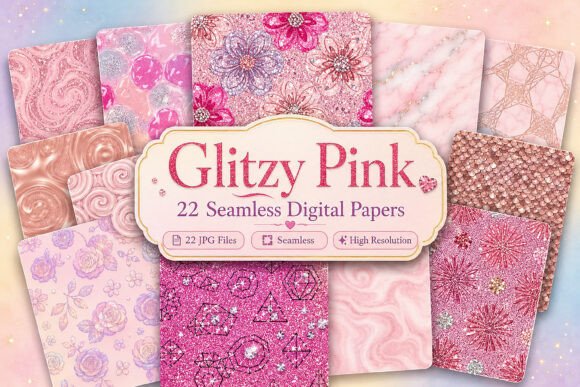Download Glitzy Pink Digital Patterns - Glitzy Collection