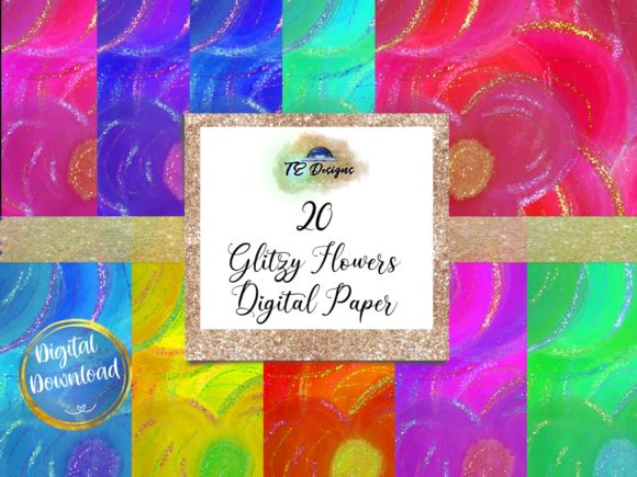Download Glitzy Flowers Digital Paper - Glitzy Collection